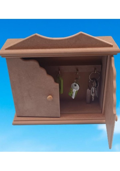 Hobi Dekoratif Anahtarlık Kutusu Yarım Kapak Model Ahşap Mdf Ham El Yapımı