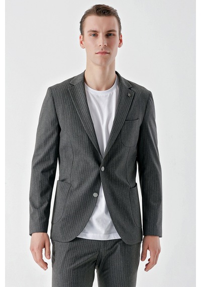 Morven Erkek Gri Poliviskon Trend Çizgili Desen Slim Fit Mono Yaka Takım Elbise 24mc001037100 Gri Morven Erkek Gri Poliviskon Trend Çizgili Desen Slim Fit Mono Yaka Takım Elbise 24mc001037100 Gri