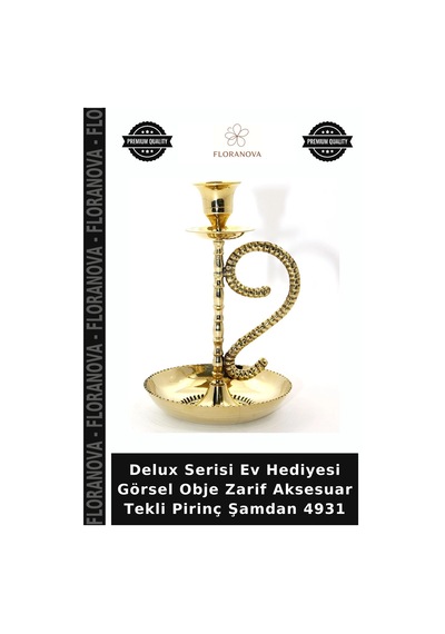 Delux Serisi Ev Hediyesi Görsel Obje Zarif Aksesuar Tekli Pirinç Şamdan 4931 Çok Renkli