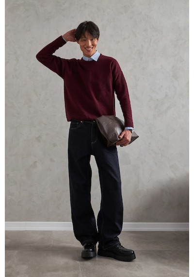 Erkek Ekstra Baggy Jean Pantolon Lacivert