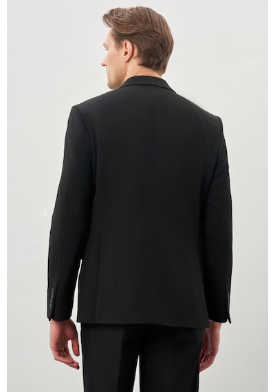 İmza Siyah Gabardin Mono Yaka Tam Astar Esnek 6 Drop Slim Fit Casual Ceket 1002245162 Siyah