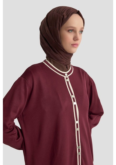 Armine Trend Biye Detaylı Triko Hırka Bordo 25kt501