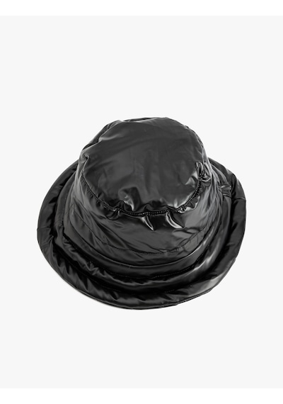 Koton Suni Deri Bucket Şapka Yumuşak İçi Dolgulu Siyah 5wak40059aa Siyah