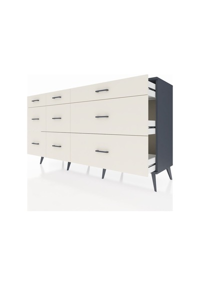 Kronos Konsol 9 Çekmeceli 176x59x99 Antrasit-antrasit/aytaşı Antrasit-antrasit/aytaşı