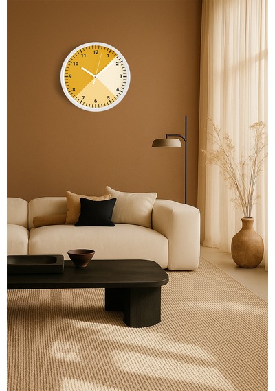 Modern Tasarım Duvar Saati - 25cm - Önü Camlı Beyaz Kasa - Sessiz Mekanizma-jh0606 Beyaz