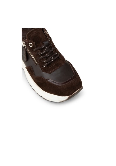 Deery Kadın Hakiki Süet Kahverengi Dolgu Topuk Sneaker - M9147zkhvc02