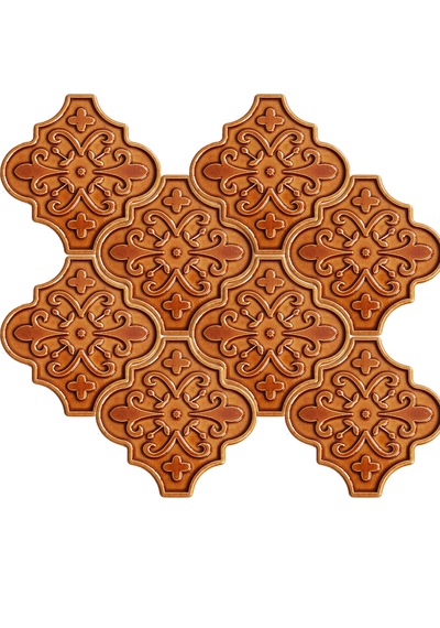 Armada Çini 12x12 Ottoman Çiçekli Arabesk Karamel Çini Karo
