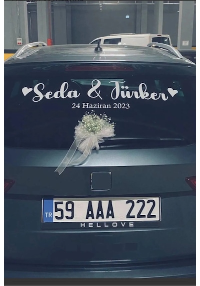 Gelin Arabası Sticker Süs Dekoratif Isim Ve Tarih Sticker Bilgilerinizi Yazmayi Unutmayın