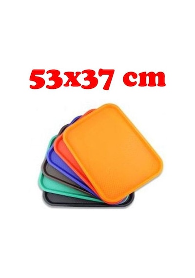 Büyük Boy Servis Tepsisi Kırılmaz Kaydırmaz Tepsi 53X37 CM Siyah