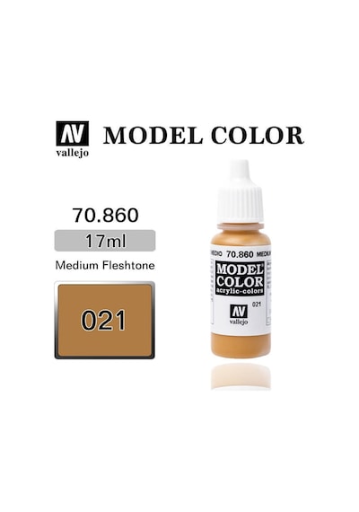 17 Ml. 21 Medium Fleshtone-matt Model Color Serisi Maket Boyası, Vallejo 70860 Standart