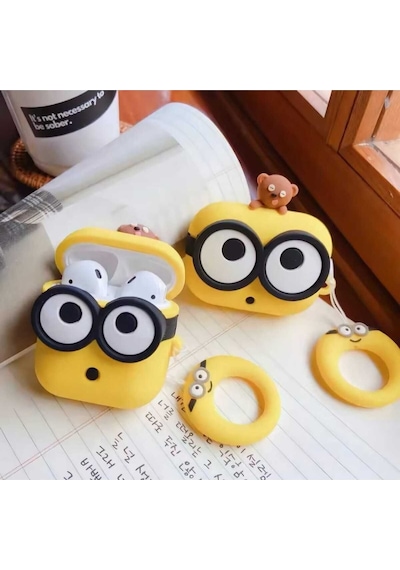 Apple Uyumlu iPhone 3.nesil  Koruyucu Bluetooth Kulaklık Kılıfı Minnions Figürlü Minions Airpods 3. Nesil