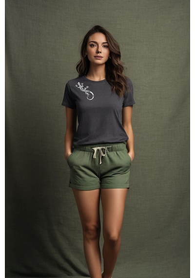Squitee Tribal Kertenkele Baskılı Antrasit T-shirt - Beden: Xs