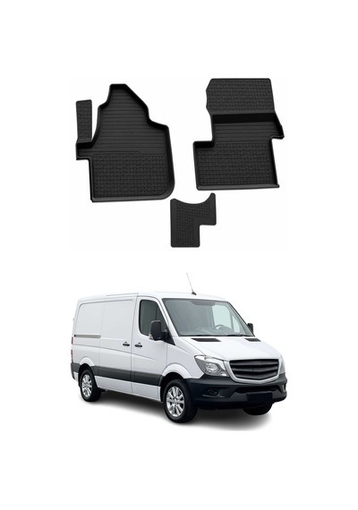 Mercedes Sprinter W906 Tek Koltuklu 2006-2018 Uyumlu 4d Havuzlu Paspas Kauçuk Siyah 3 Parça