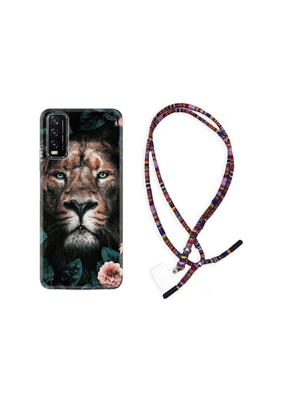 Vivo Y20 Kılıf Rasta Boyun Askılı Leon Flowers 1307
