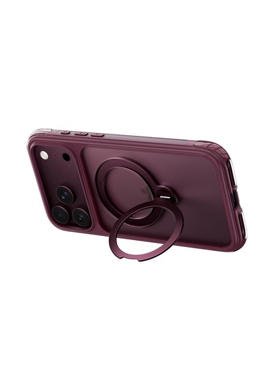 Apple iPhone Uyumlu 18 Pro Kılıf Wiwu Ag-203 Aeroguard Ultra Serisi M-safeli Airbag Tasarımlı Standlı Kapak Bordo