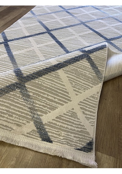 Hoom Rugs Moda 1097 Mavi Yün Tuşeli Akrilik Antibakteriyel Modern Halı Mavi