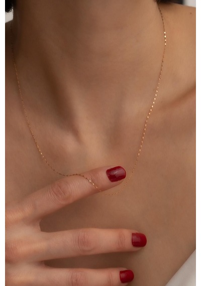 14 Ayar Altın Rose İnce Aynalı Kolye 1 Mm