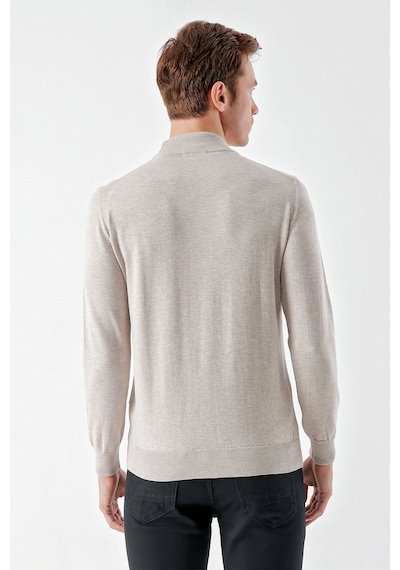 Morven Erkek Bej Basic Yarım Balıkçı Yaka Dynamic Fit Rahat Kesim Triko 25kc017002653 Bej