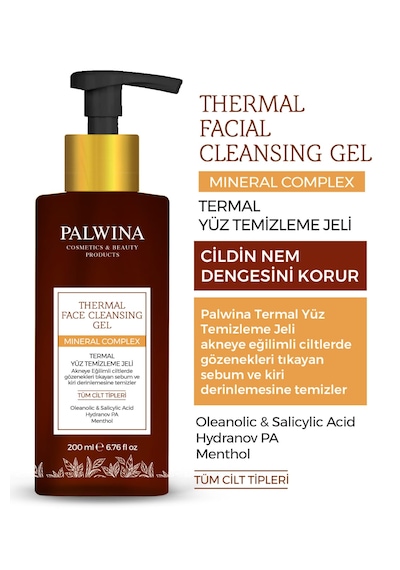 Palwina Cosmetics Termal Arındırıcı Nemlendirici Gözenek Sıkılaştırıcı Yüz Temizleme Jeli 200 ML