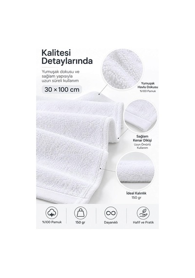 Spor Antrenman Fitness Havlusu 30x100 CM %100 Pamuklu 0 - 1 Yaş