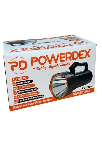 Powerdex Pd-7800 40w 4000 Lümen Şarjlı El Feneri Siyah