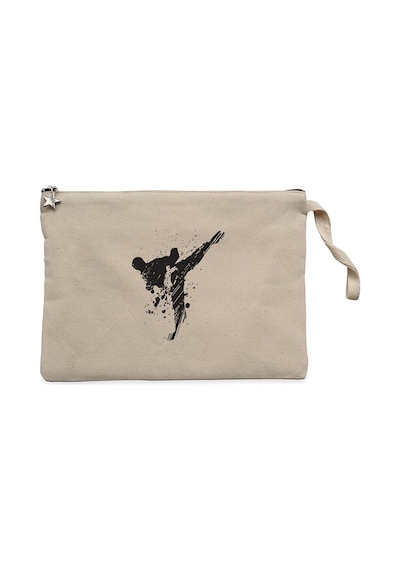 World Karete Fighter Krem Clutch Astarlı Cüzdan / El Çantası Krem