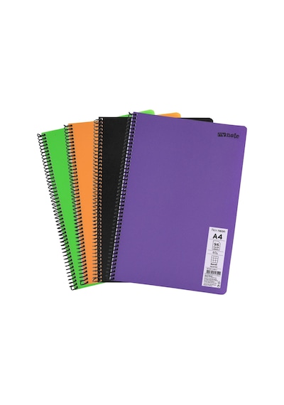 Flex Neon A4 Defter 96 Yaprak 2 Kareli 2 Çizgili Defter Seti Çok Renkli