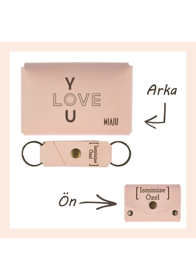 Miaju Yavru Ağzı, I Love You, İsme Özel Cüzdan Ve Anahtarlık Set, Efsane Hediye, Her Zaman Yanında Yavruağzı