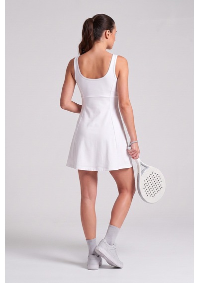 TOMMYLIFE Beyaz Yuvarlak Yaka Kadın Tenis Elbise - 97319