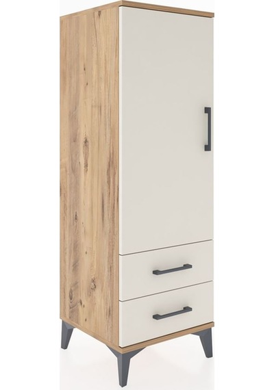 Hyperion Dolap 3 Raflı 2 Çekmeceli Tek Kapaklı 44x44x134 Çam-... Çam