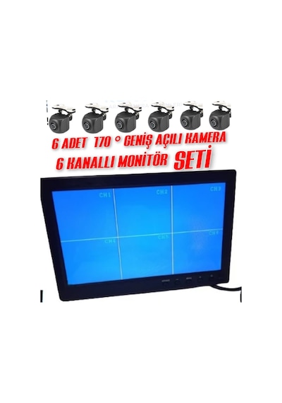 10 İnç 6 Kanallı 170 '' 6 Kameralı Araç Monitörü Twogo Go-6006
