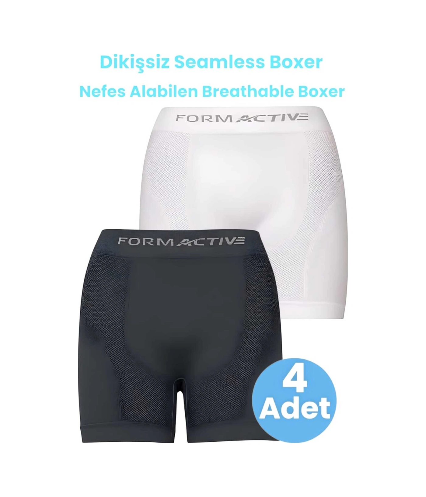 Tezzgelsin Erkek Dikişsiz/seamless Nefes Alabilen Boxer 4 Adet Beyaz - Füme