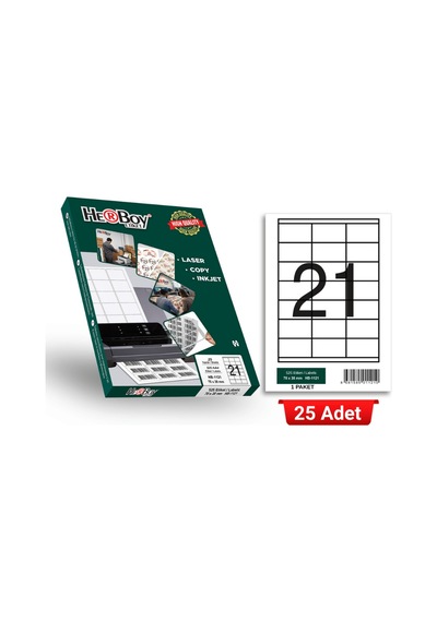 Herboy Hb-1121 70 X 38 Mm A4 Laser Etiket 25 Adet