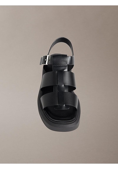 Calvin Klein Kadın Chunky Fisherm Deri Sandalet-14955 Siyah