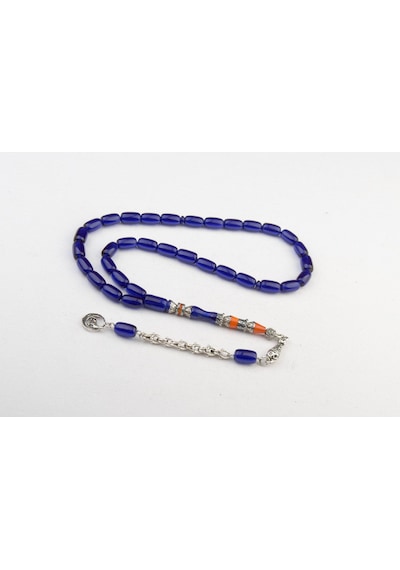 Burhan Sağlam Nakkaş İmame İşçilikli Ateş Kehribar Tesbih 11x7mm Alpaka Püskül Bs247344