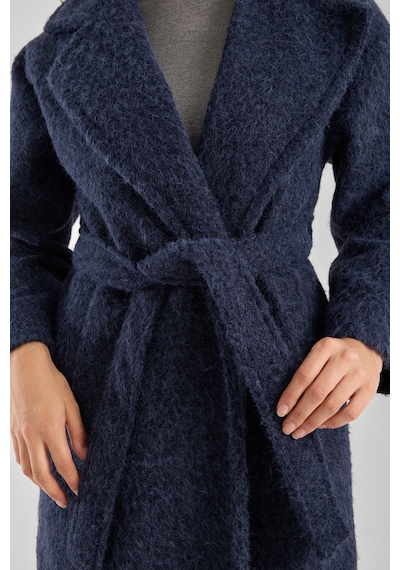 Lacivert Buklet Kaşe Oversize Kaban Lacivert