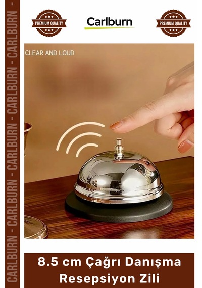Zil Gümüş Renk 8.5cm Metal Masa Lobi Otel Ofis Çağrı Servis Danışma Tezgah Resepsiyon Zili