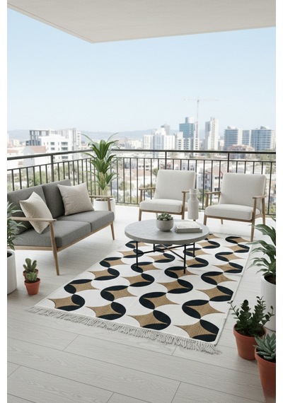 Modern Desenli Günlük Kullanıma Makinede Yıkanabilir Çift Taraflı Uygun Kilim Renkli