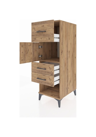 Kronos Dolap Tek Raflı 3 Çekmeceli Tek Kapaklı 44x59x134 Çam-çam Atlas Çam