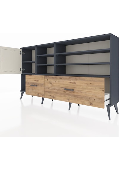 Arges Konsol 8 Raflı 2 Çekmeceli Tek Kapaklı 176x30x99 Antrasit-aytaşı/çam Aytası/atlas Çam - Antrasıt Arges Konsol 8 Raflı 2 Çekmeceli Tek Kapaklı 176x30x99 Antrasit-aytaşı/çam Aytası/atlas Çam - Antrasıt