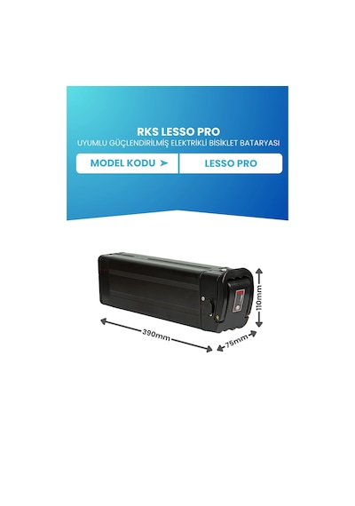 Rks Lesso Pro Uyumlu Batarya Standart Kapasite 36v 10ah Güçlendirilmiş Elektrikli Bisiklet Bataryası Siyah
