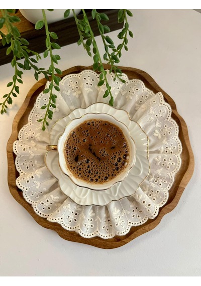 Fisto Fırfırlı Ham Keten Sonum Peçetesi & Kokteyl Peçete Bej 20 Cm 1 Adet Krem