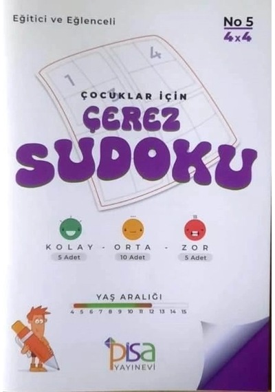 Pisa Çocuklar İçin Çerez Sudoku No 5 - 4 X 4