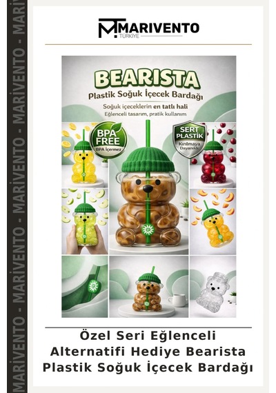 Özel Seri Eğlenceli Alternatifi Hediye Bearista Plastik Soğuk İçecek Bardağı Çok Renkli