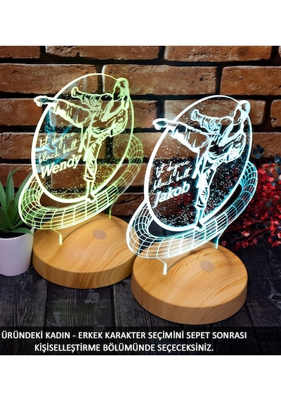 Sevgilambası Karateci Hediyesi, Karate Tekvando Judo Sporcuya Hediye 3d Led Lamba Çok Renkli