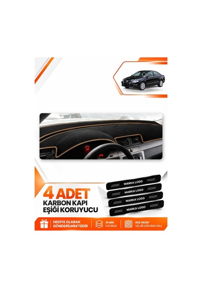 Volkswagen Passat B6 2005-2010 Uyumlu Ön Torpido Koruma Kılıfı Örtüsü - Siyah Kahverengi