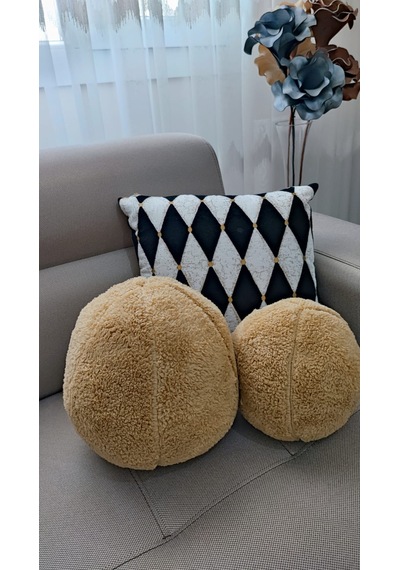 2' Li Top Kırlent / Yastık Büyük Hardal / Küçük Hardal 42cm / 2