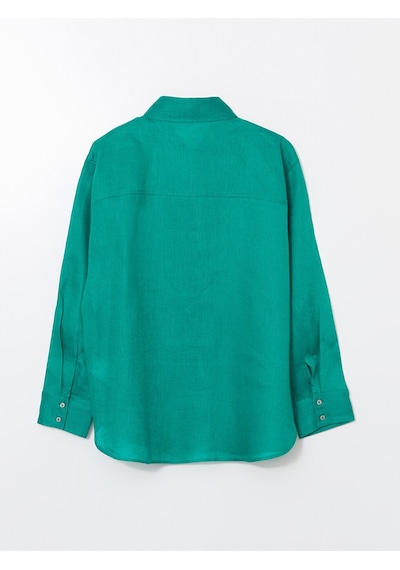 Lcw Vision Yeşil Oversize %100 Keten Kadın Gömlek