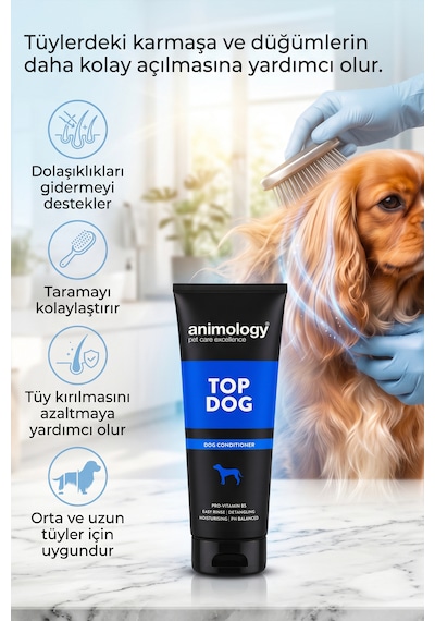 Animology Top Dog Conditioner Yumuşatıcı Ve Kıtık Açıcı Kedi Köpek Tüy Kremi 250 Ml