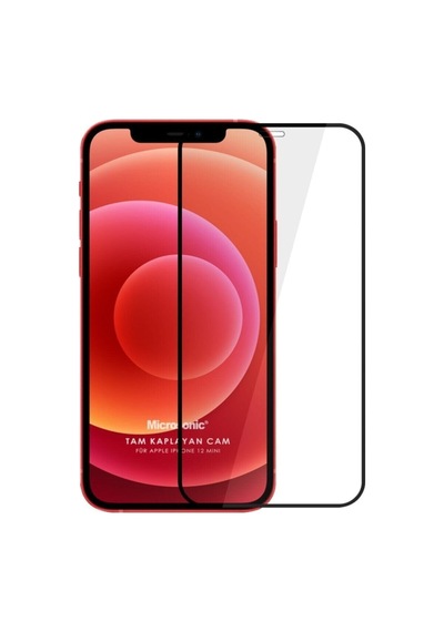 Apple iPhone Uyumlu 12 Mini Tam Kaplayan Temperli Cam Ekran Koruyucu Siyah